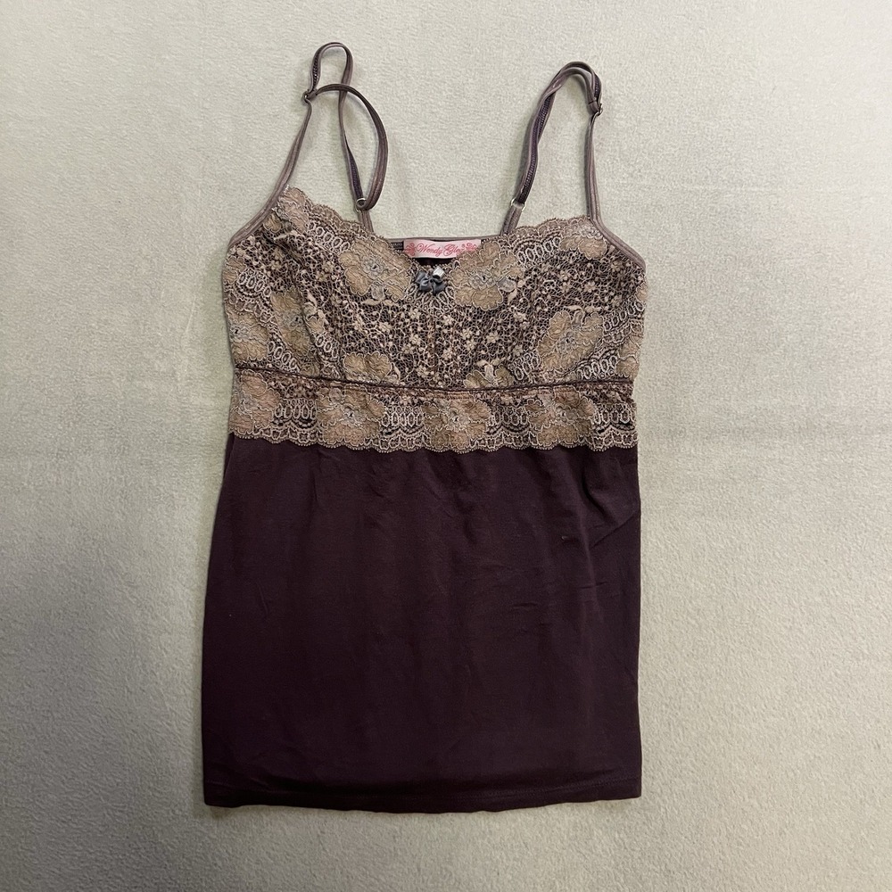 Wendy Glez Camisole French Lace Top Women's Size Medium Made In USA Babydoll Y2K